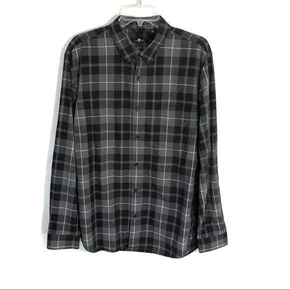 7 For All Mankind Other - 7 Mankind plaid mens button down shirt black check